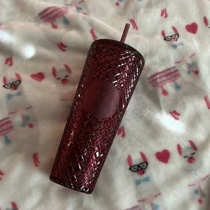 Starbucks China Dark Red Jeweled Straw Tumbler